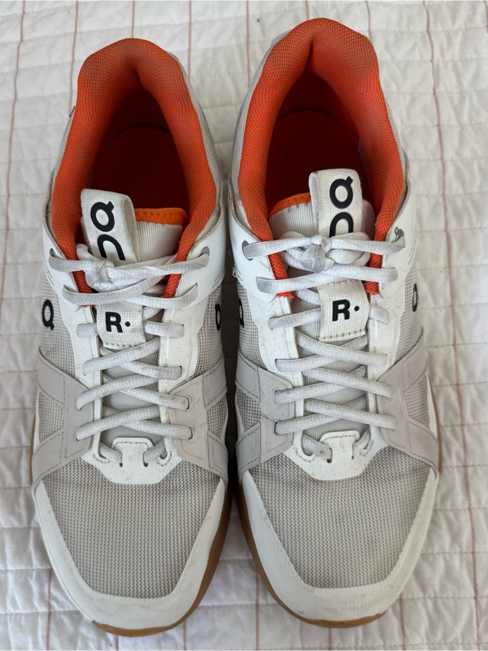 On Mens The Roger Clubhouse Pro Ivory/Flame Size 10 Running Shoes